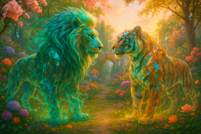 Eternal Balance – Crystal Lion & Tiger