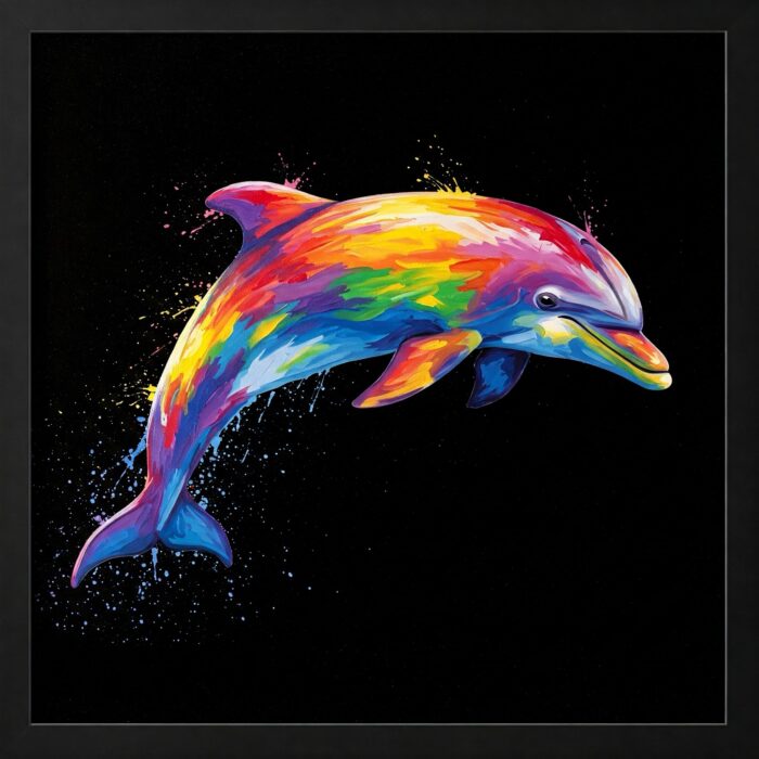 Color Splash Dolphin Digital Art Print – Instant Download